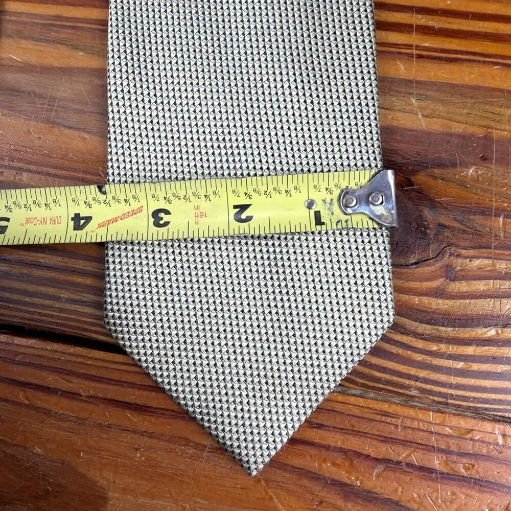 ERMENEGILDO ZEGNA Metallic Gold & Black Woven Silk Tie Made in Italy (Read Desc)